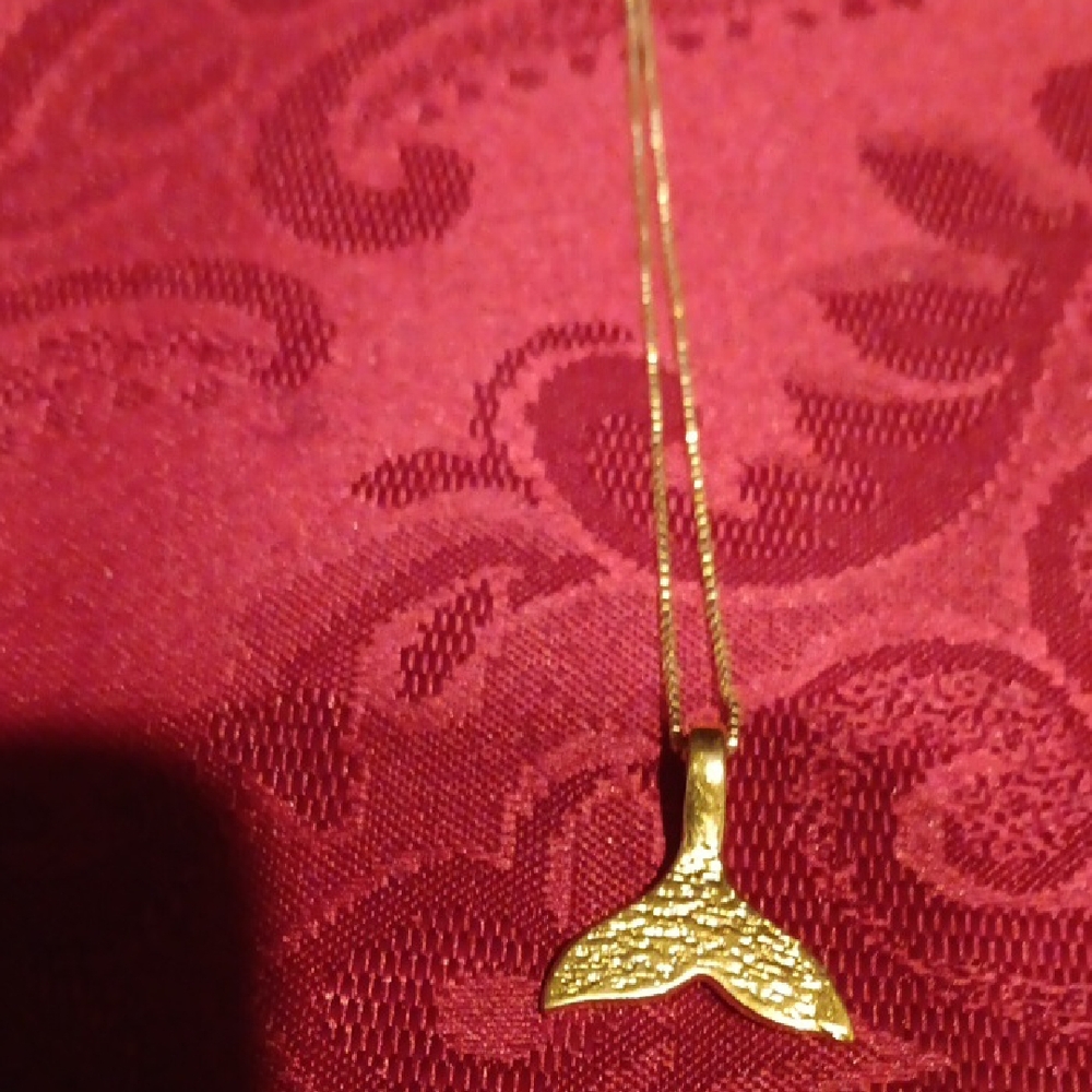 Gold Mermaid Tail Charm Necklace